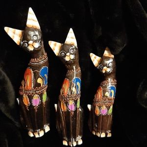 Handcrafted Decorative Wooden Cats